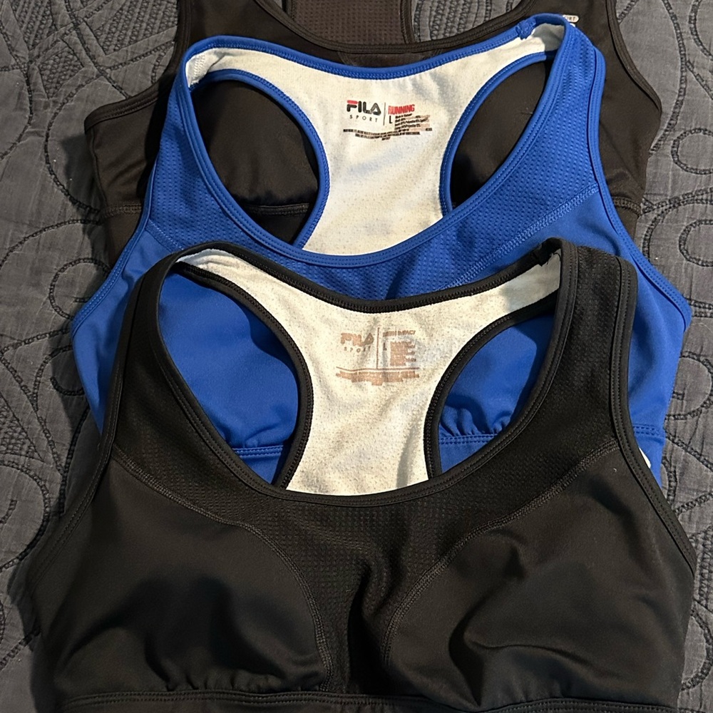 Fila Black and Blue Sports Bras Set of 3